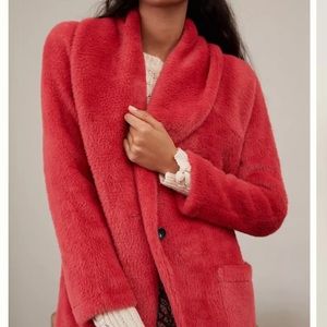 NWT - Anthropologie Sanctuary Elana Plush Shawl Jacket in Pink/Rose. Size Small